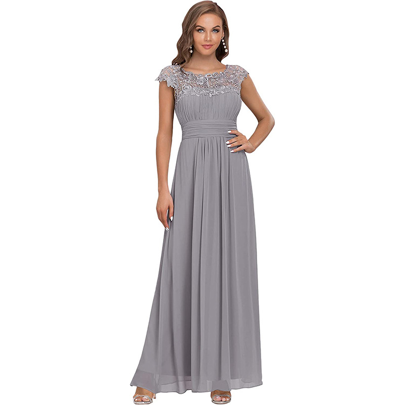 Elegant Floor Length Chiffon Empire Waist Evening Gown  Bridesmaid Long Dresses